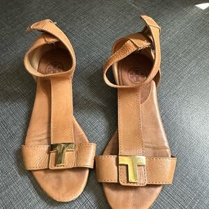 Tory Burch Tan Sandals with Gold Accent